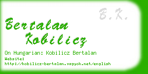 bertalan kobilicz business card